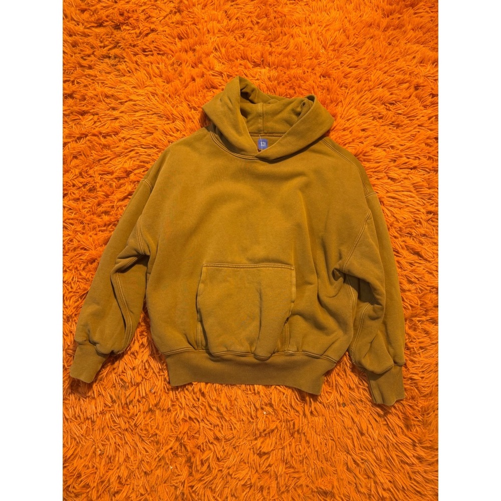 YZY Gap Hoodie brown Mustard Yellow Ochre Kids Size L Large Boxy Pullover hoodie